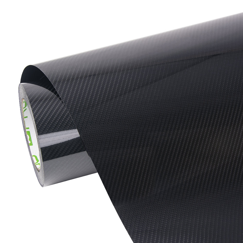 Glossy Spiral Black Carbon Fiber Vinyl Wrap