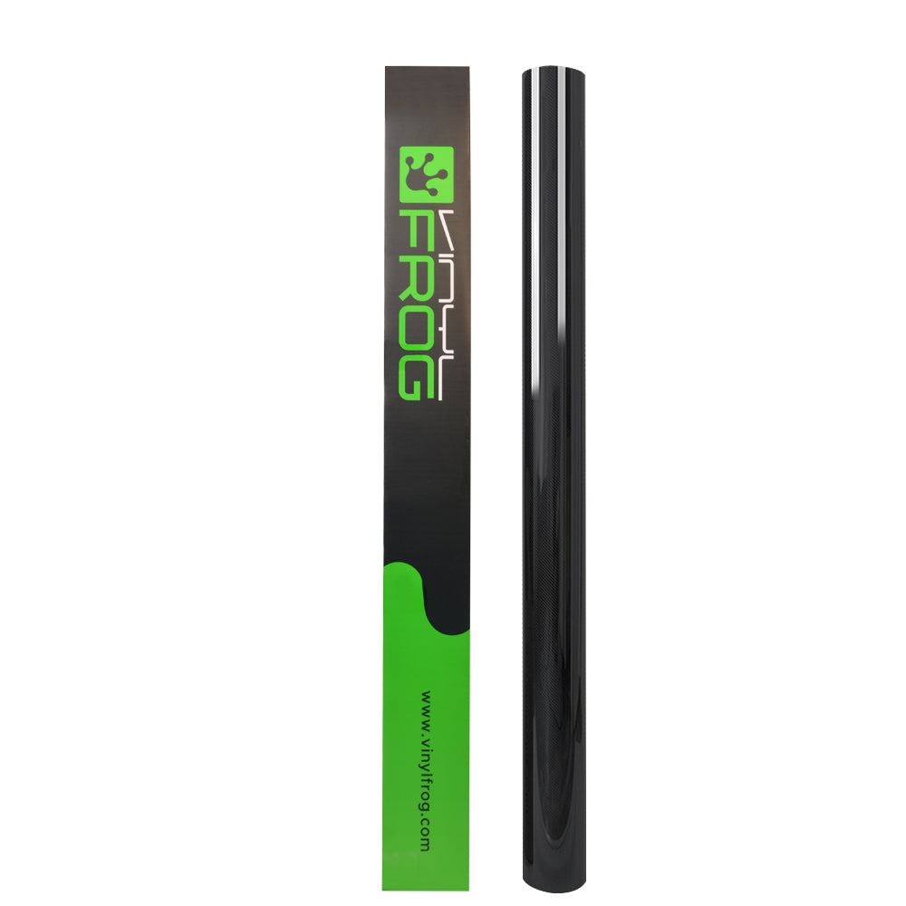 Glossy Spiral Black Carbon Fiber Vinyl Wrap