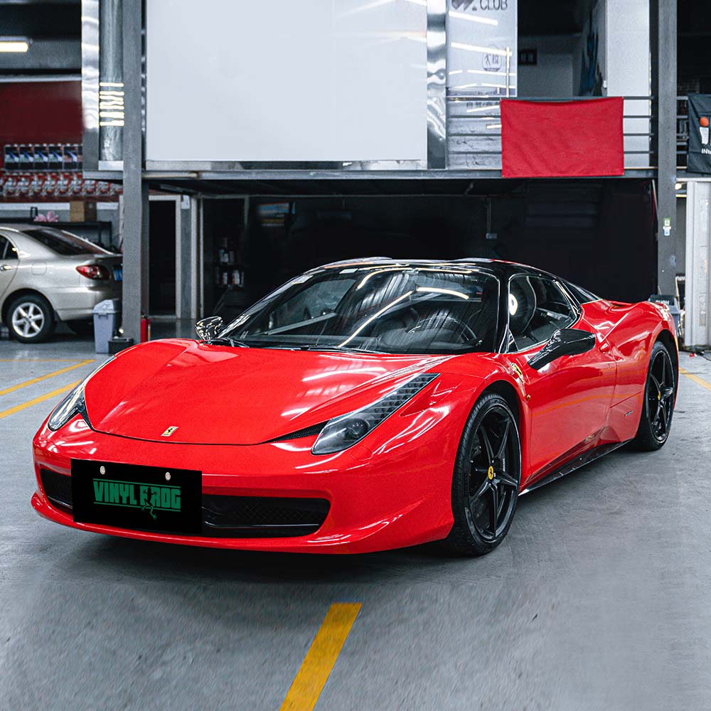 High Glossy Ferrari Red Vinyl Wrap