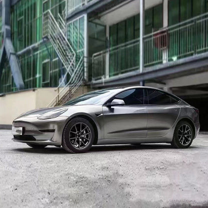 Glossy Metallic Silver Gray Vinyl Wrap