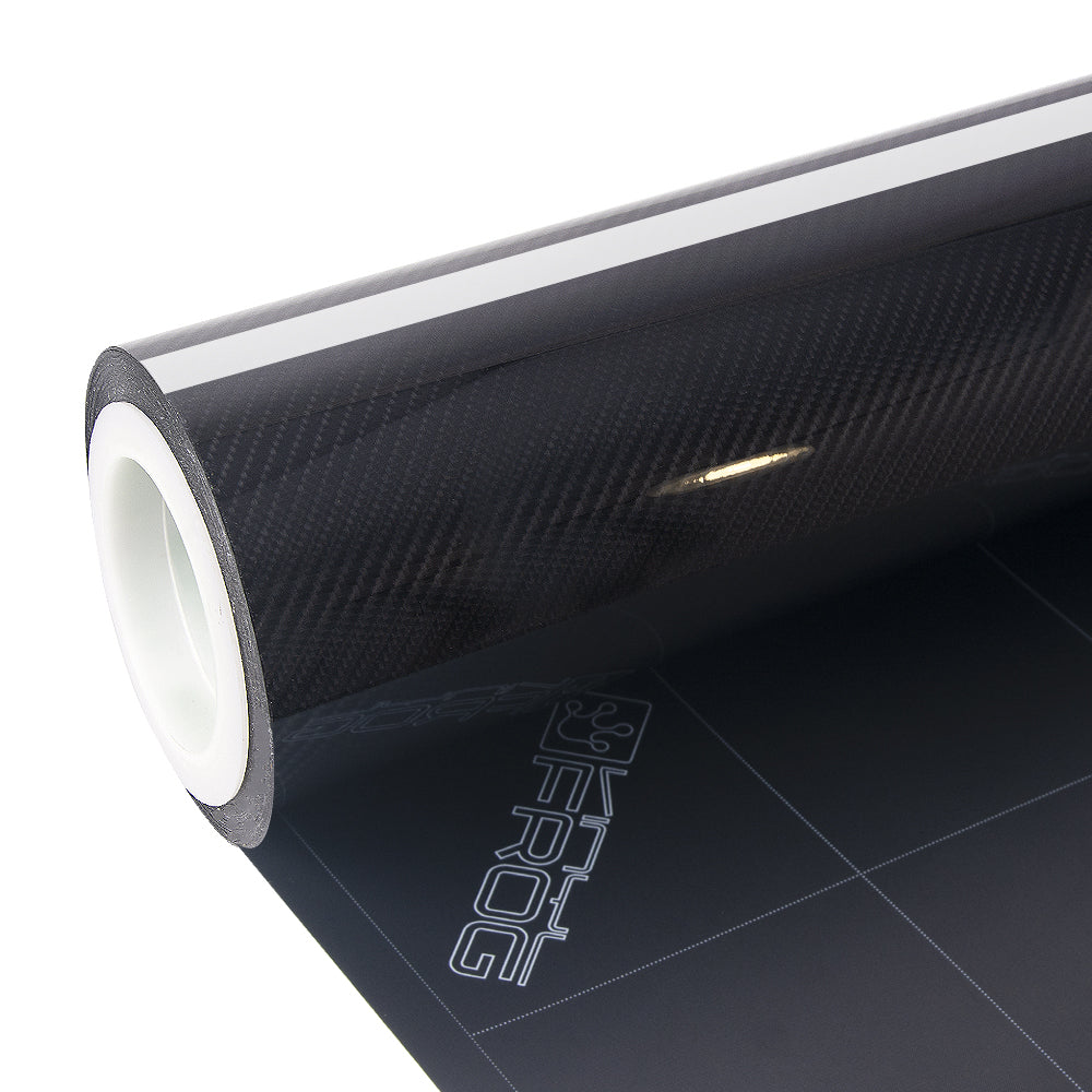 Glossy Spiral Black Carbon Fiber Vinyl Wrap