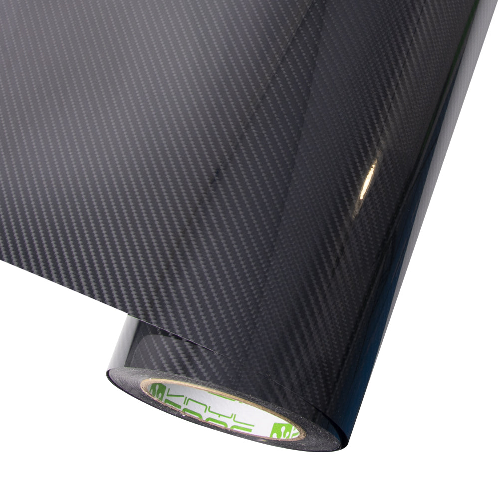 Glossy Spiral Black Carbon Fiber Vinyl Wrap