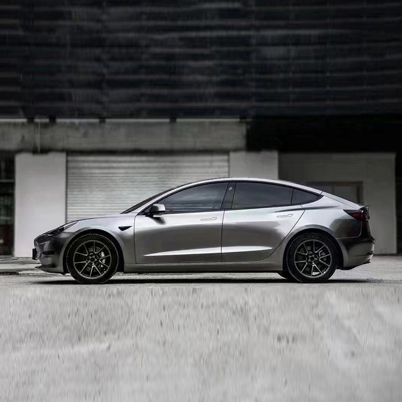 Glossy Metallic Silver Gray Vinyl Wrap