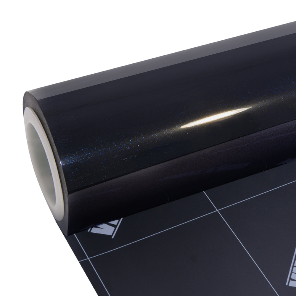 Glossy Metallic Glitter Black Blue Vinyl Wrap