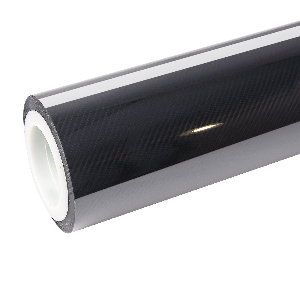 Glossy Spiral Black Carbon Fiber Vinyl Wrap