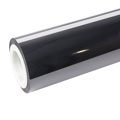Glossy Spiral Black Carbon Fiber Vinyl Wrap